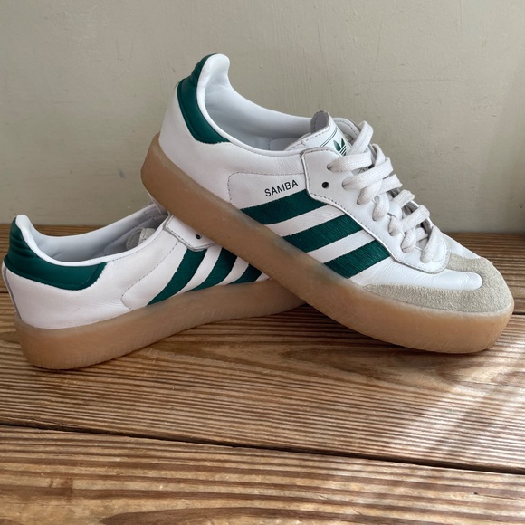 Adidas | Sambae Cloud White & Green Platform Sneaker Shoes 6.5 / 7 - Picture 14 of 14